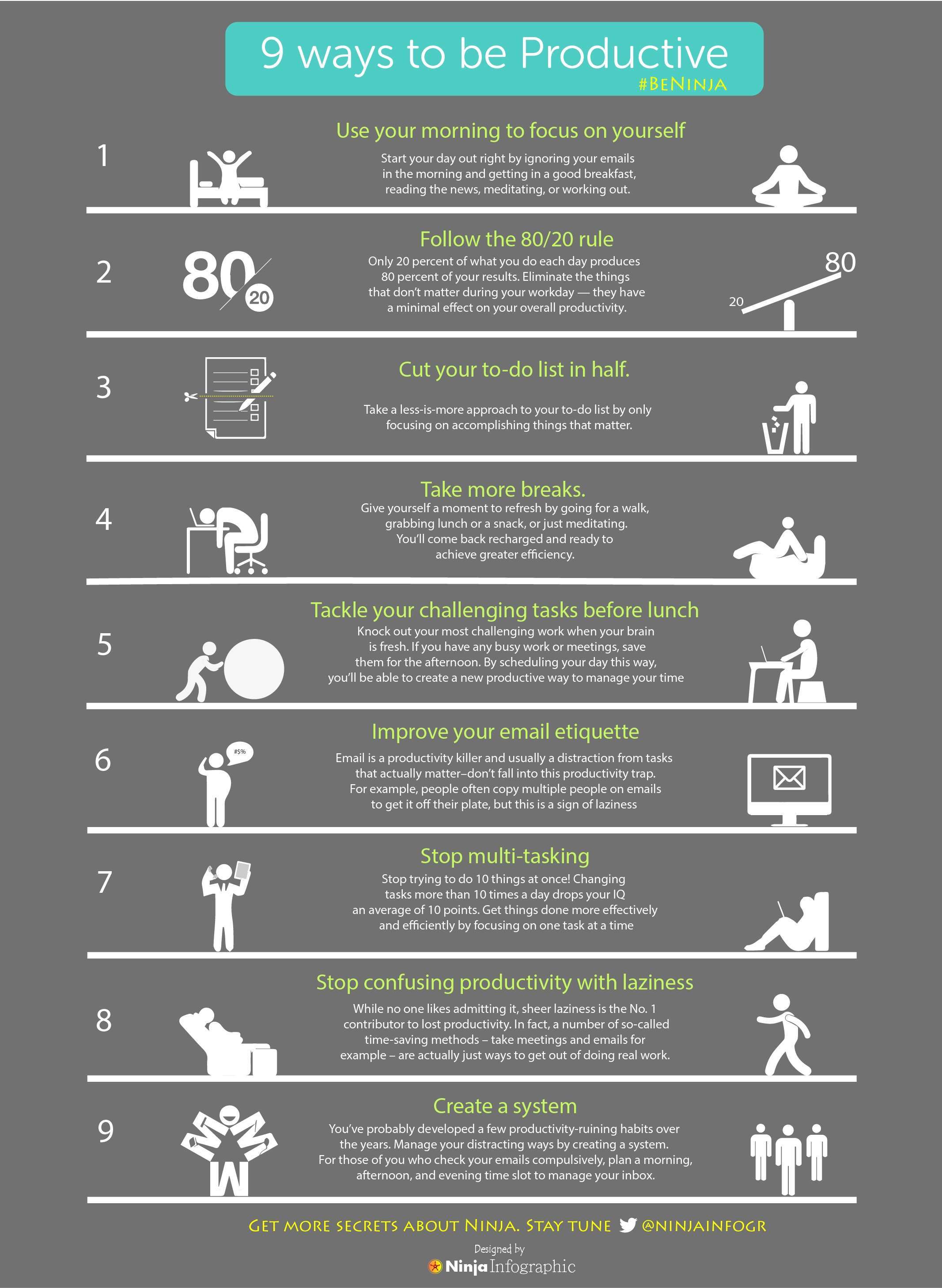 9 Ways To Be More Productive Infographic 1285